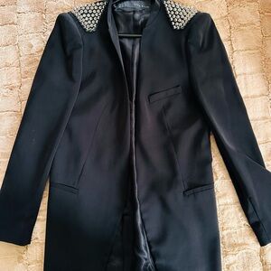 Zara Black Blazer with Embellished Shoulders